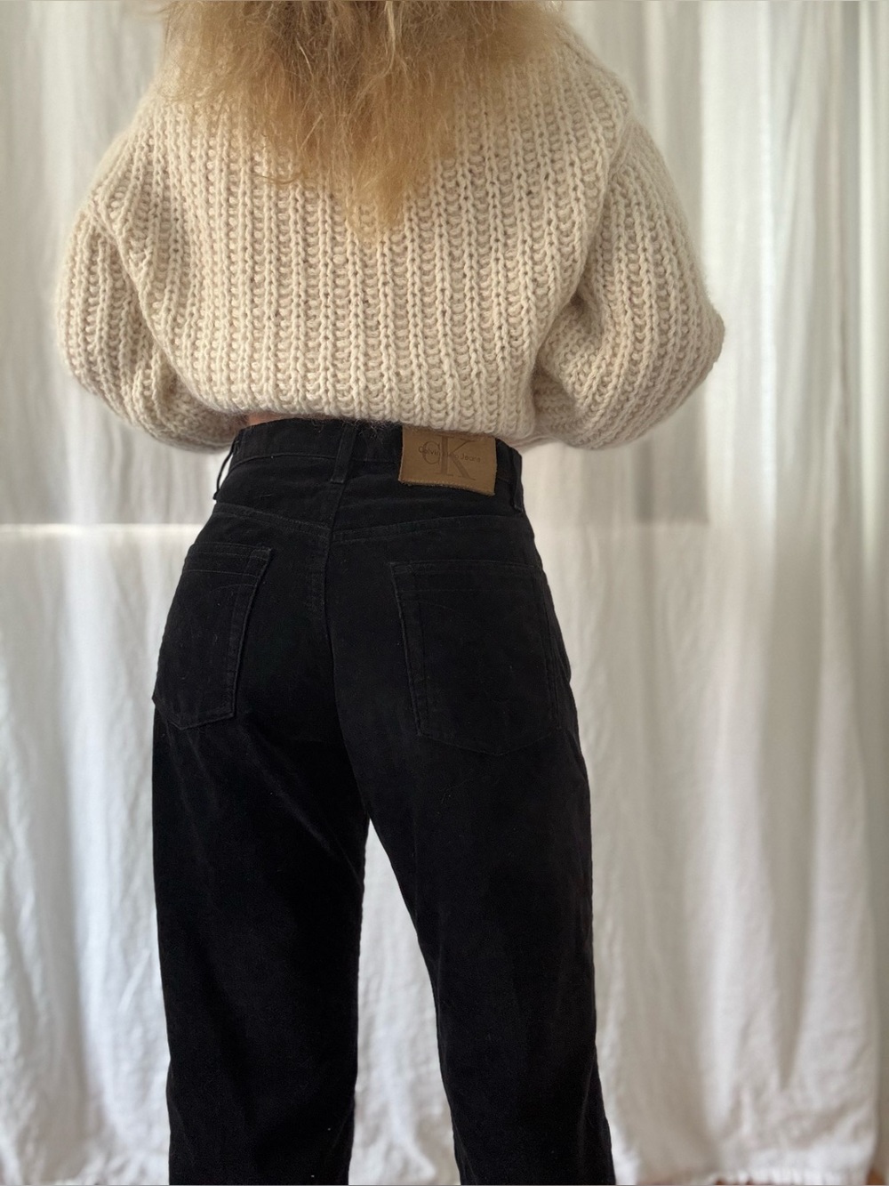 Vintage Calvin Klein 90s straight leg black cotton corduroy pants